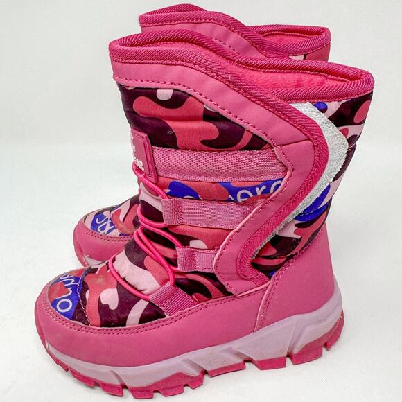 Hobibear Pink Faux Fur Lined Waterproof Baby Toddler Snow Boots, EUC, Size 2 - Picture 5 of 11